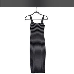 Good American Black and White Striped Midi Dress